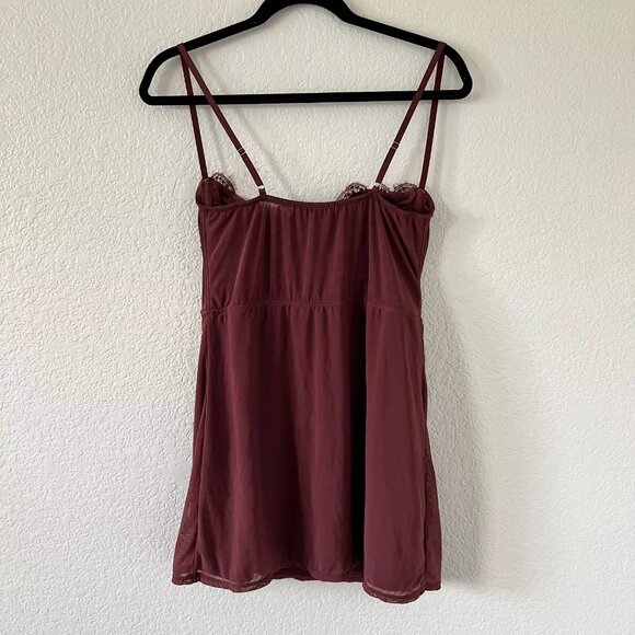 Urban Outfitters Corset Lace Spaghetti Strap Mini Dress Maroon Womens L - Picture 1 of 8